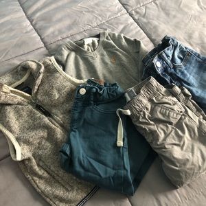 2 jeans, pants, vest and sweater
